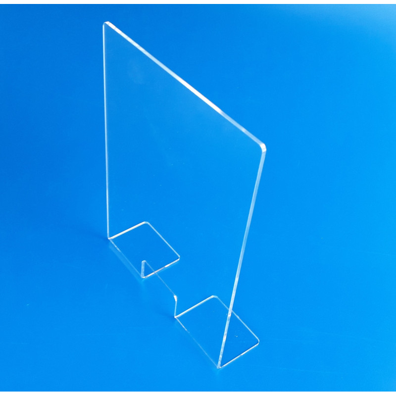 Divisorio parafiato in plexiglass ad L con passacarte