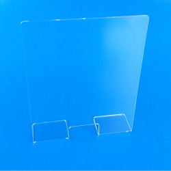 Divisorio parafiato in plexiglass ad L con passacarte