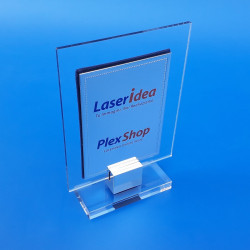 Targa da tavolo in plexiglass con rialzo alluminio cromato