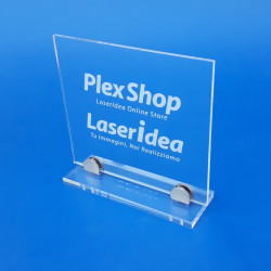 Targa in plexiglass trasparente rettangolare con supporti