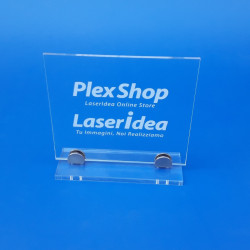 Targa in plexiglass trasparente rettangolare con supporti