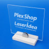 Targa in plexiglass trasparente con supporto a mezza luna