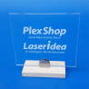 Targa in plexiglass trasparente con supporto a mezza luna