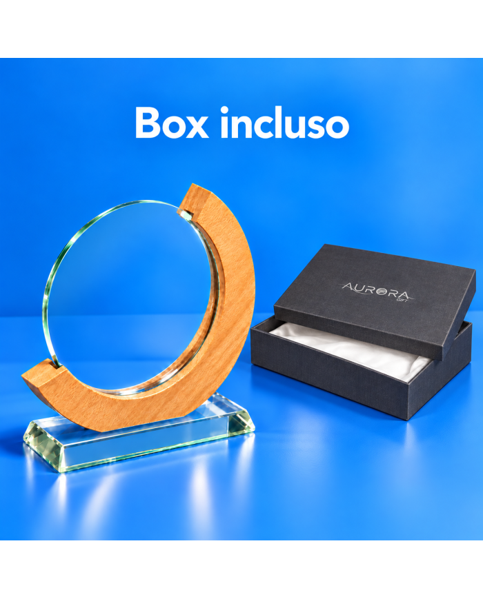 Premio A560CRY in vetro e legno con confezione regalo e box incluso