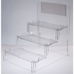 Espositore a scaletta da banco smontabile in plexiglass
