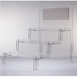 Espositore a scaletta da banco smontabile in plexiglass