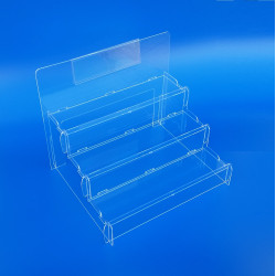 Espositore a scaletta da banco smontabile in plexiglass