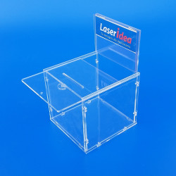 Salvadanaio in plexiglass con porta comunicazione