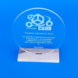 Trofeo in plexiglass e legno personalizzabile