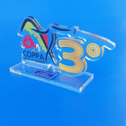 Trofeo in plexiglass personalizzato con stampa a colori