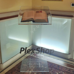 Podio in plexiglass da pavimento con teca e serratura
