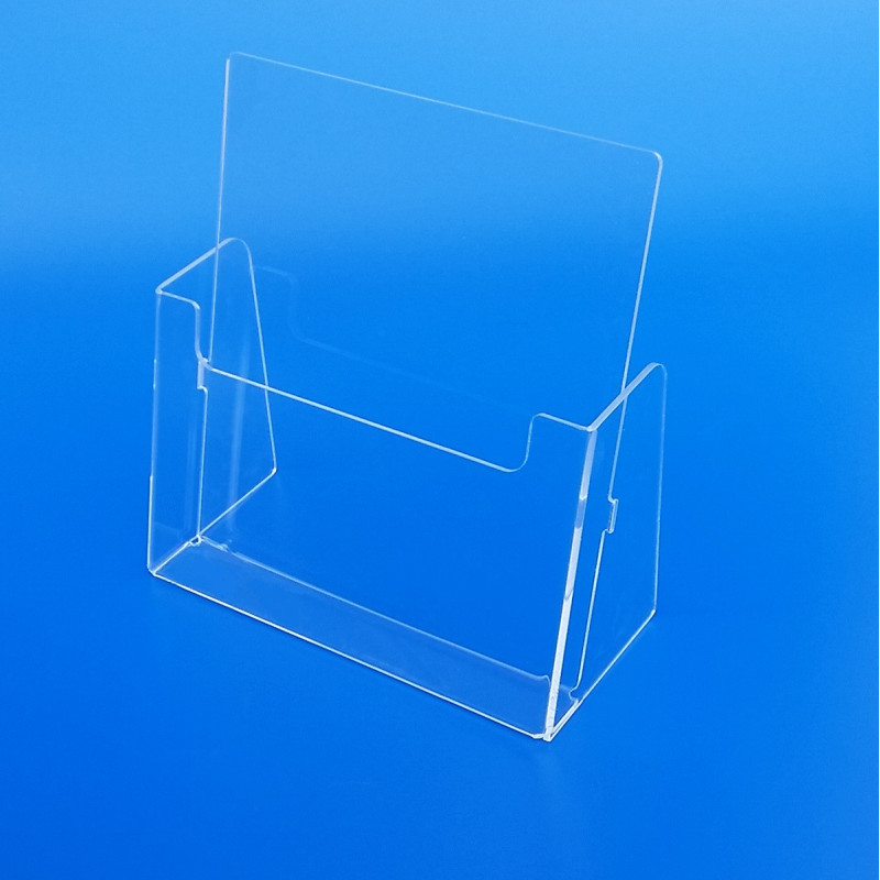 Porta brochures in plexiglass trasparente da tavolo