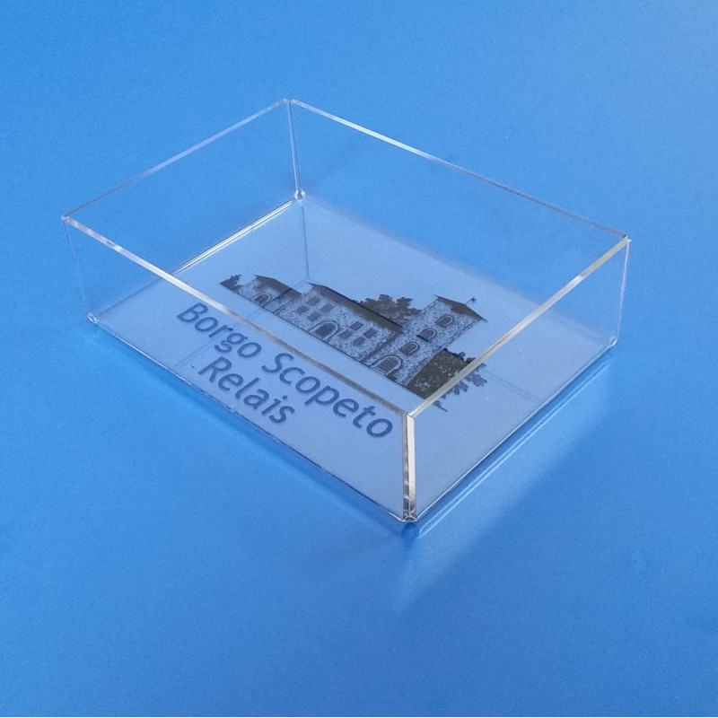 Scatole in plexiglass senza coperchio e fondo stampato