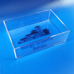 Scatole in plexiglass senza coperchio e fondo stampato