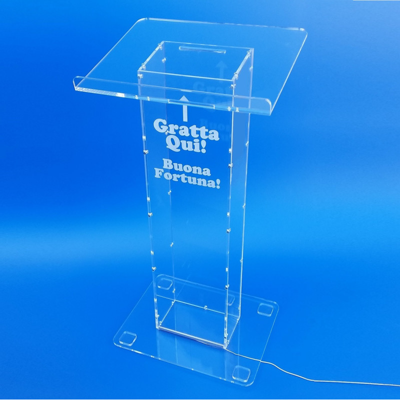 Colonna raccogli biglietti gratta e vinci in plexiglass
