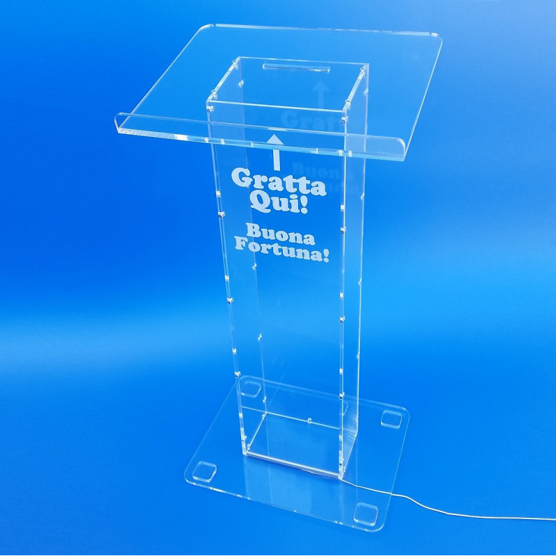 Colonna raccogli biglietti gratta e vinci in plexiglass