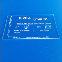 Invito partecipazione matrimonio in plexiglass trasparente