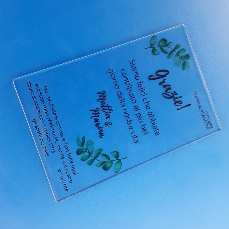Invito partecipazione matrimonio in plexiglass trasparente
