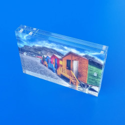 Cornice portafoto in plexiglass trasparente con calamite
