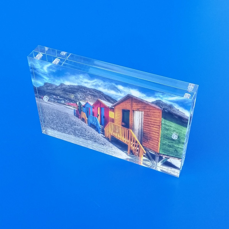 Cornice portafoto in plexiglass trasparente con calamite