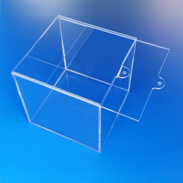Scatola in plexiglass trasparente con predisposizione lucchetto