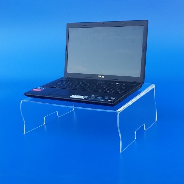 Porta pc portatile in plexiglass trasparente e colorato su misura.