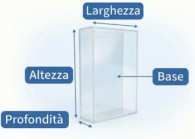 Dimensioni ESTERNE teca